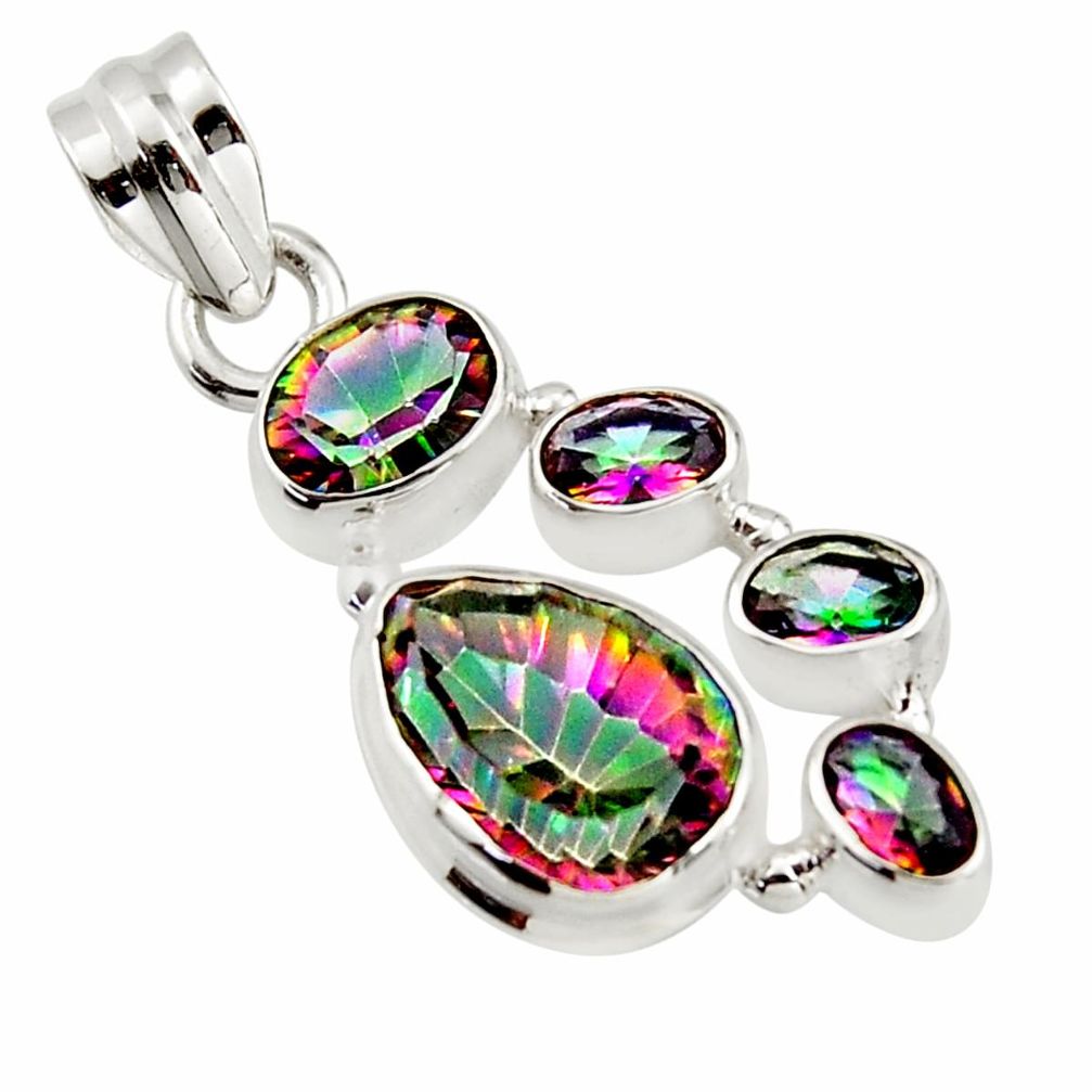 9.74cts multicolor rainbow topaz 925 sterling silver pendant jewelry r43002