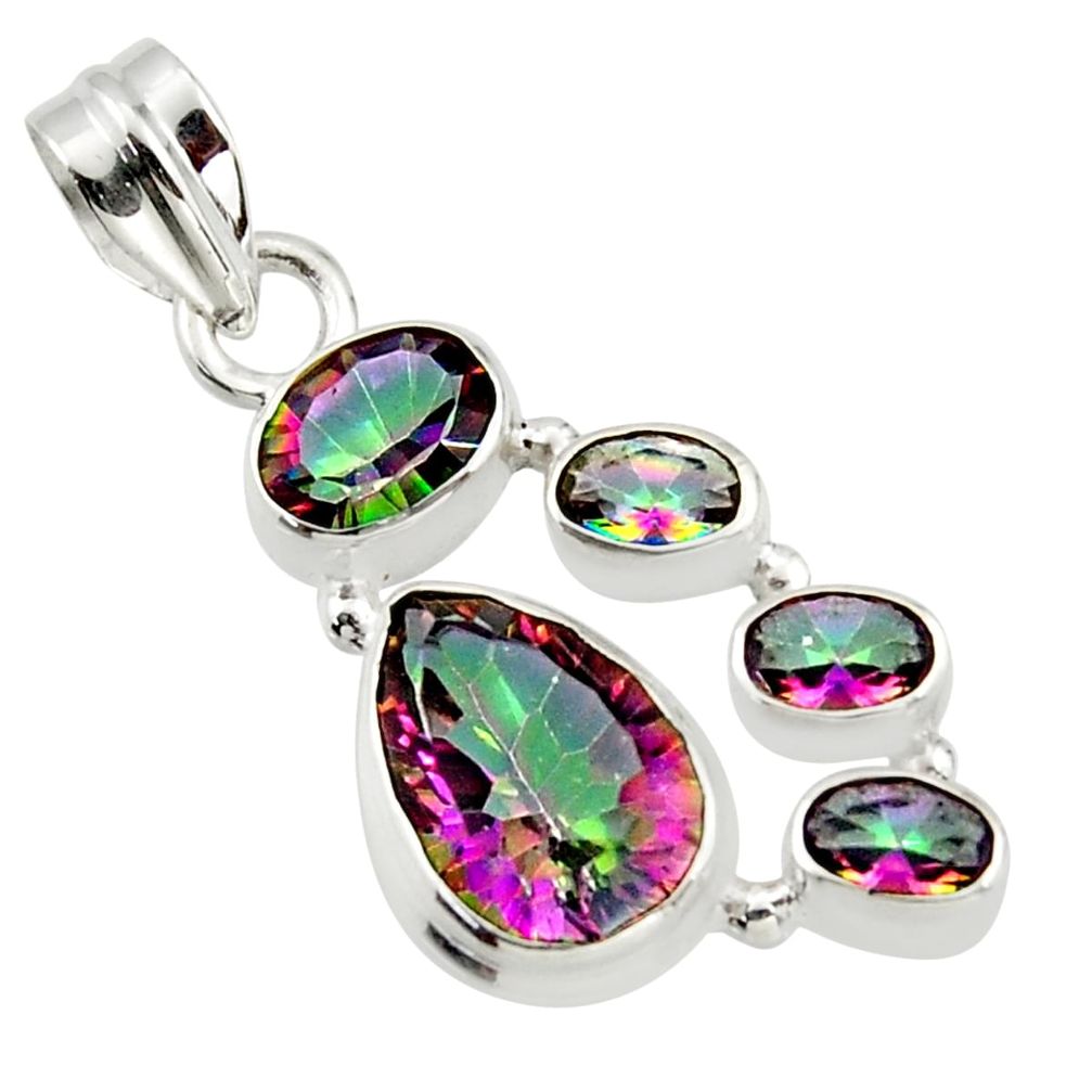 9.62cts multicolor rainbow topaz 925 sterling silver pendant jewelry r43007