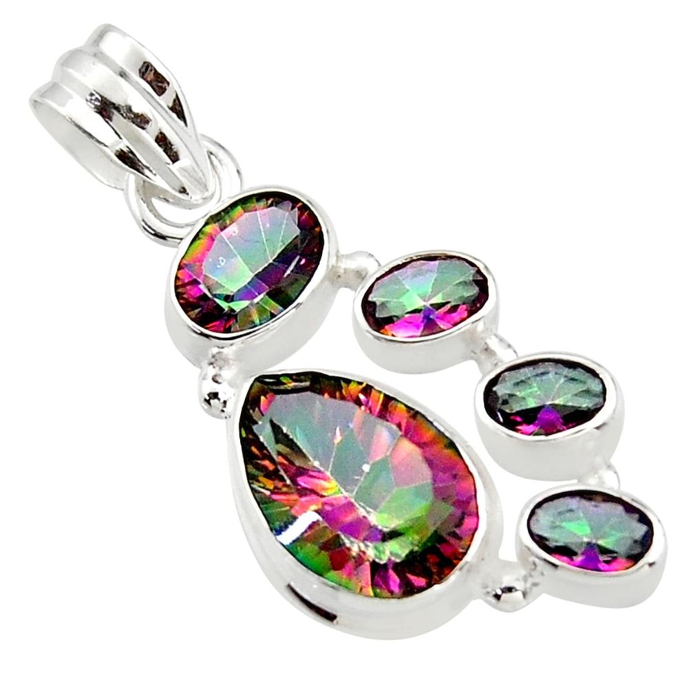 9.50cts multicolor rainbow topaz 925 sterling silver pendant jewelry r43008