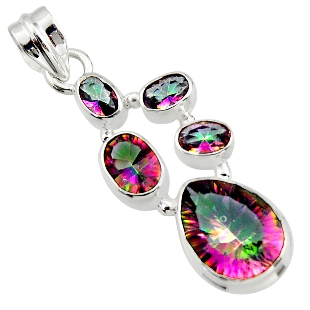 9.63cts multicolor rainbow topaz 925 sterling silver pendant jewelry r43009
