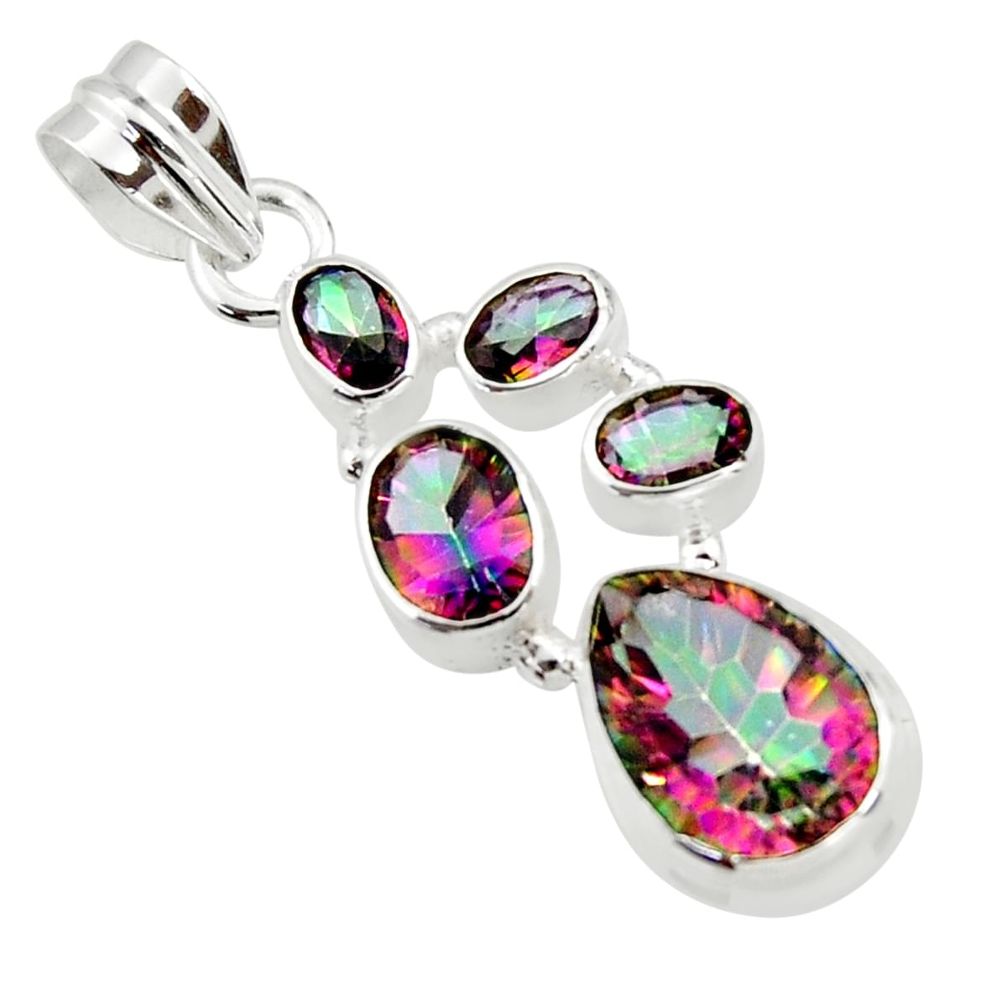 9.73cts multicolor rainbow topaz 925 sterling silver pendant jewelry r43011