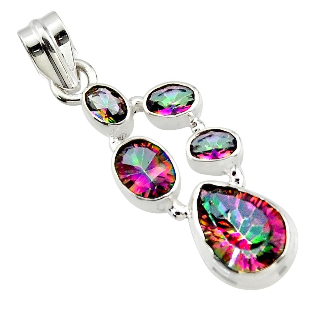 10.01cts multicolor rainbow topaz 925 sterling silver pendant jewelry r43012
