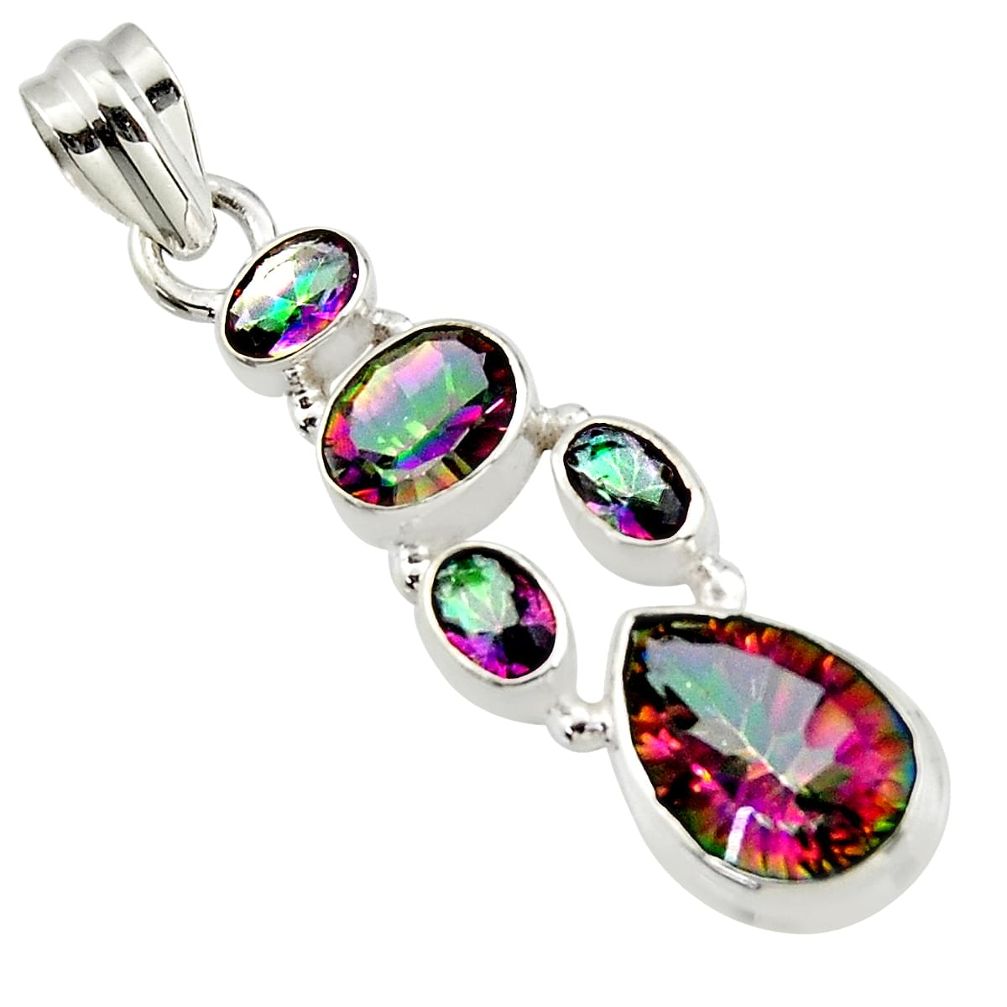 10.29cts multicolor rainbow topaz 925 sterling silver pendant jewelry r43013