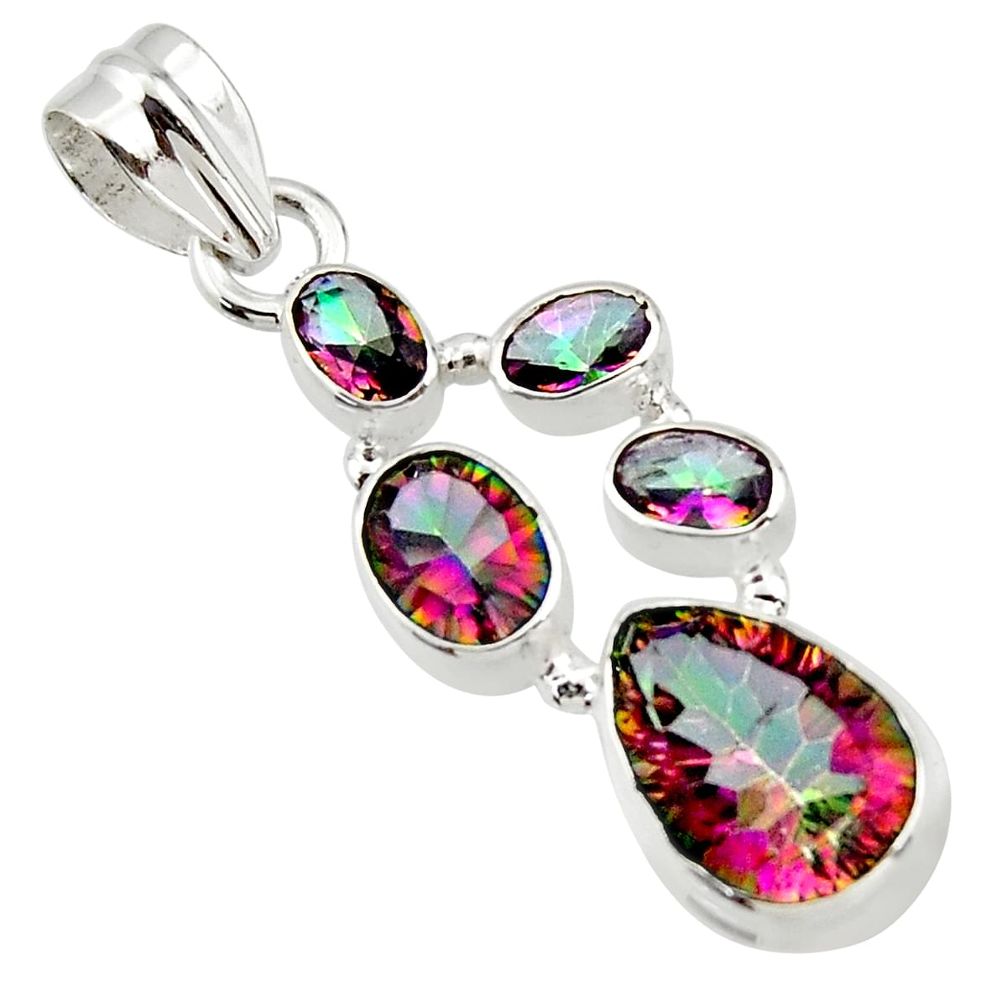 9.50cts multicolor rainbow topaz 925 sterling silver pendant jewelry r43014