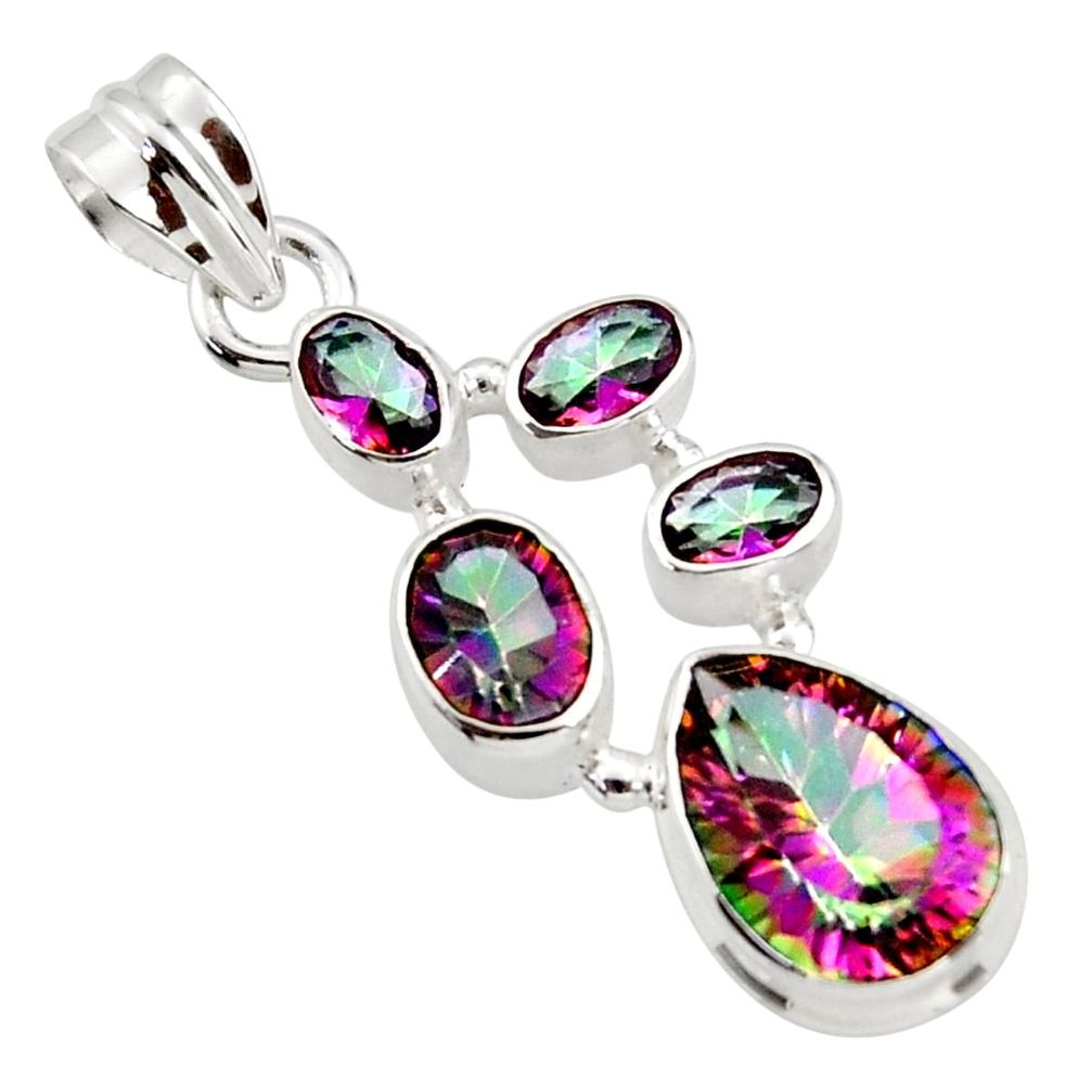 9.31cts multicolor rainbow topaz 925 sterling silver pendant jewelry r43018