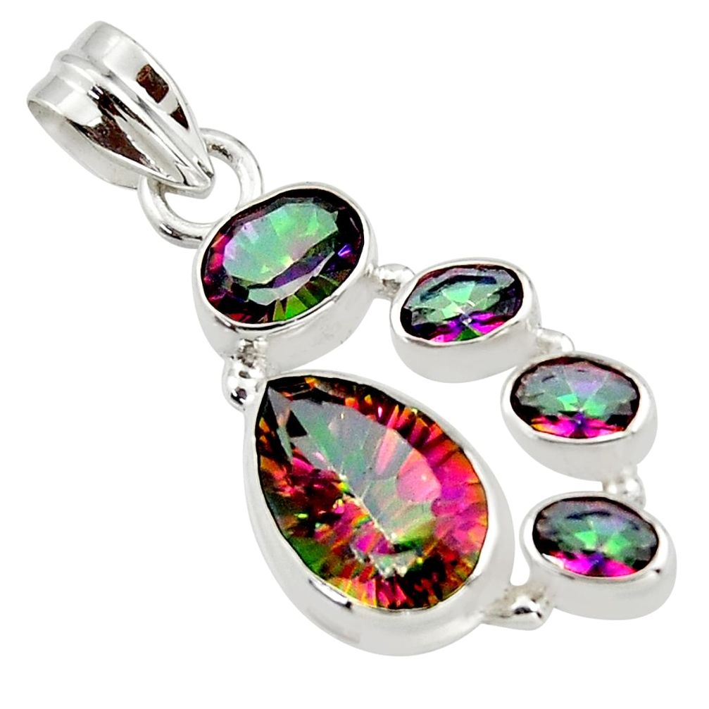 9.17cts multicolor rainbow topaz 925 sterling silver pendant jewelry r43019