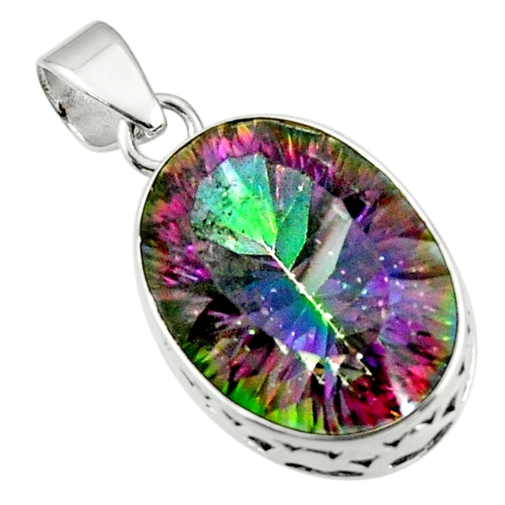 17.50cts multicolor rainbow topaz 925 sterling silver pendant jewelry r44453