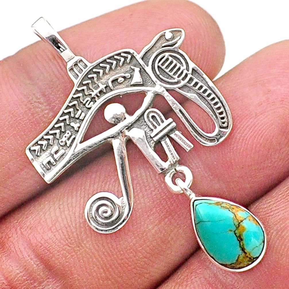 2.46cts southwestern style arizona mohave turquoise horse eye pendant t62028