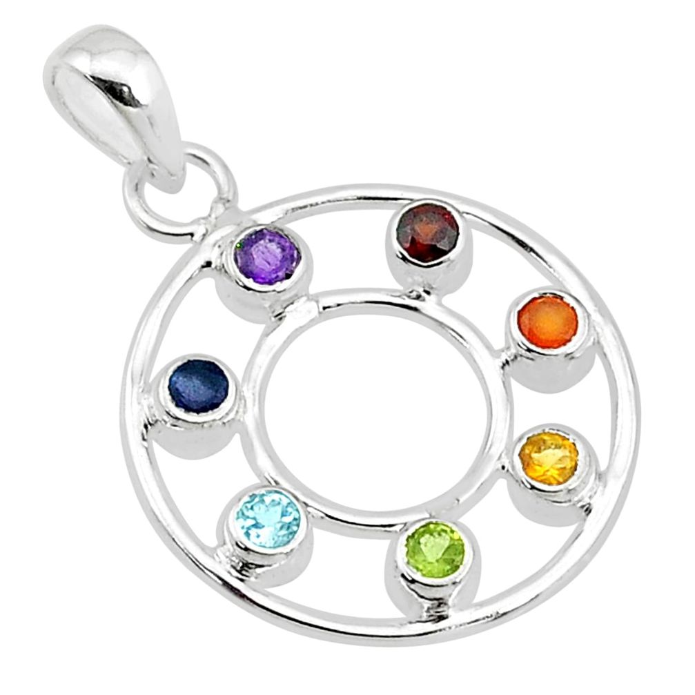 3.13cts natural amethyst cornelian (carnelian) 925 silver chakra pendant t16221