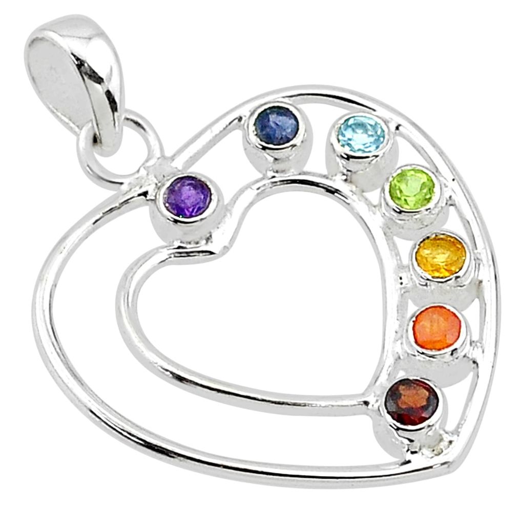 3.22cts natural amethyst cornelian (carnelian) 925 silver chakra pendant t16240