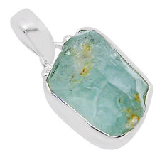 7.97cts natural aqua aquamarine rough 925 sterling silver pendant jewelry y91149