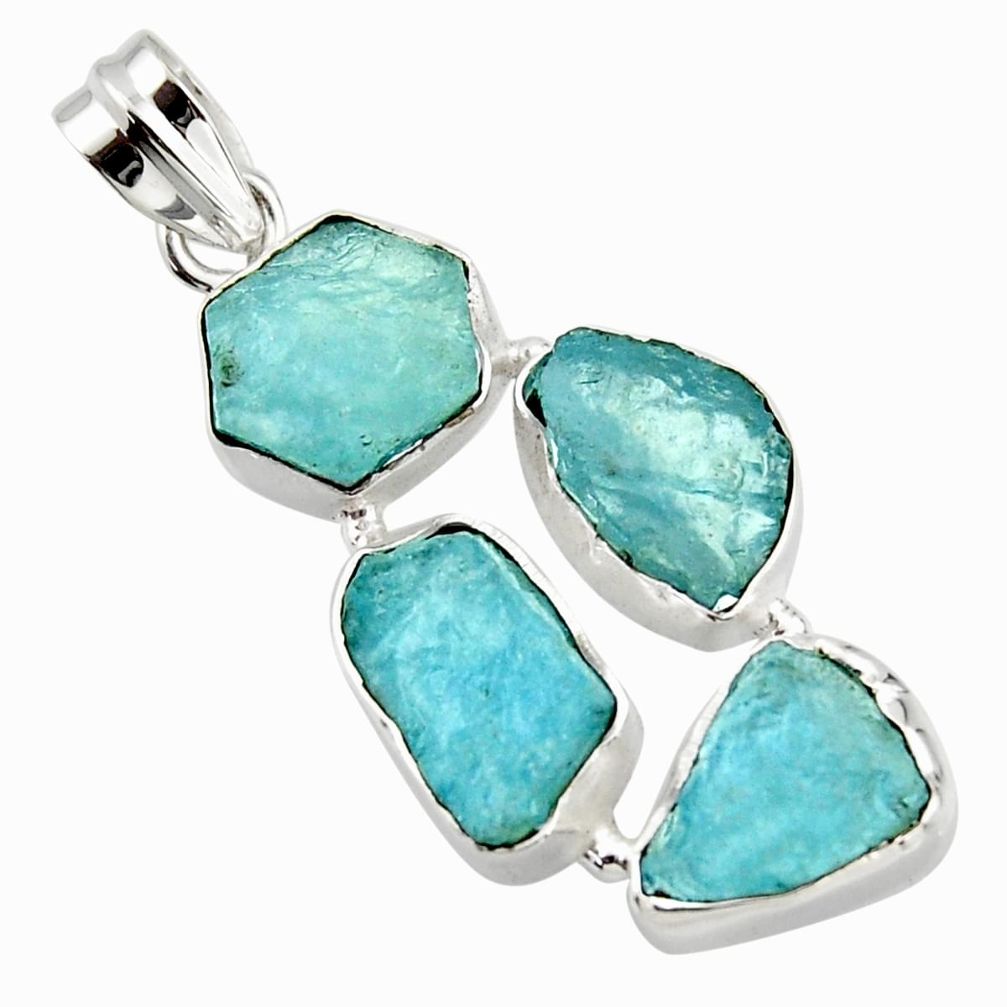 20.67cts natural aqua aquamarine rough 925 sterling silver pendant r43185