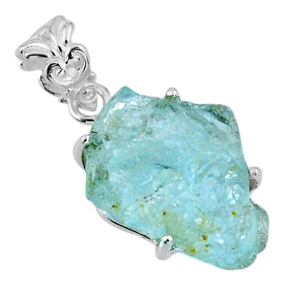 15.36cts natural aqua aquamarine rough 925 sterling silver pendant r56707