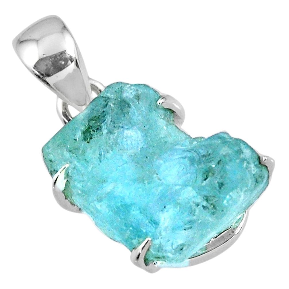 12.50cts natural aqua aquamarine rough 925 sterling silver pendant r56708