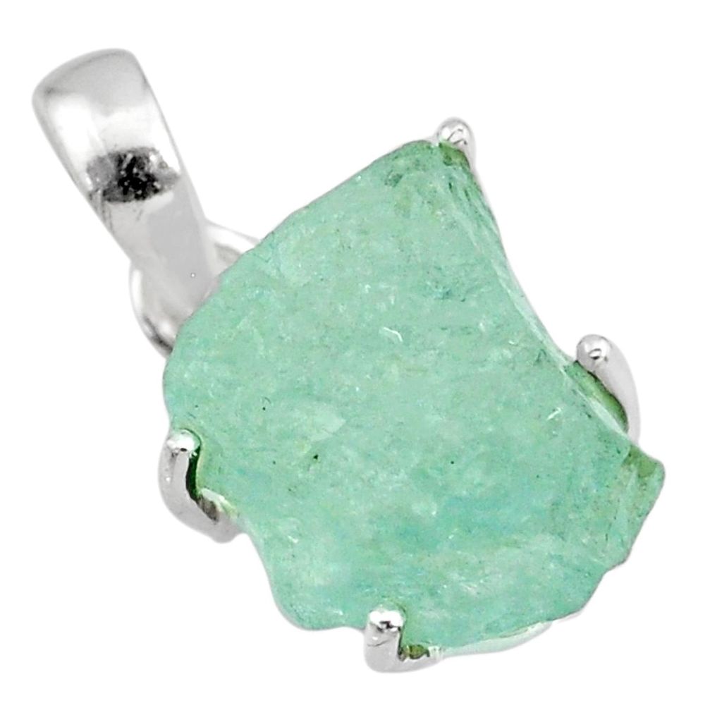 12.66cts natural aqua aquamarine raw 925 sterling silver pendant r82967