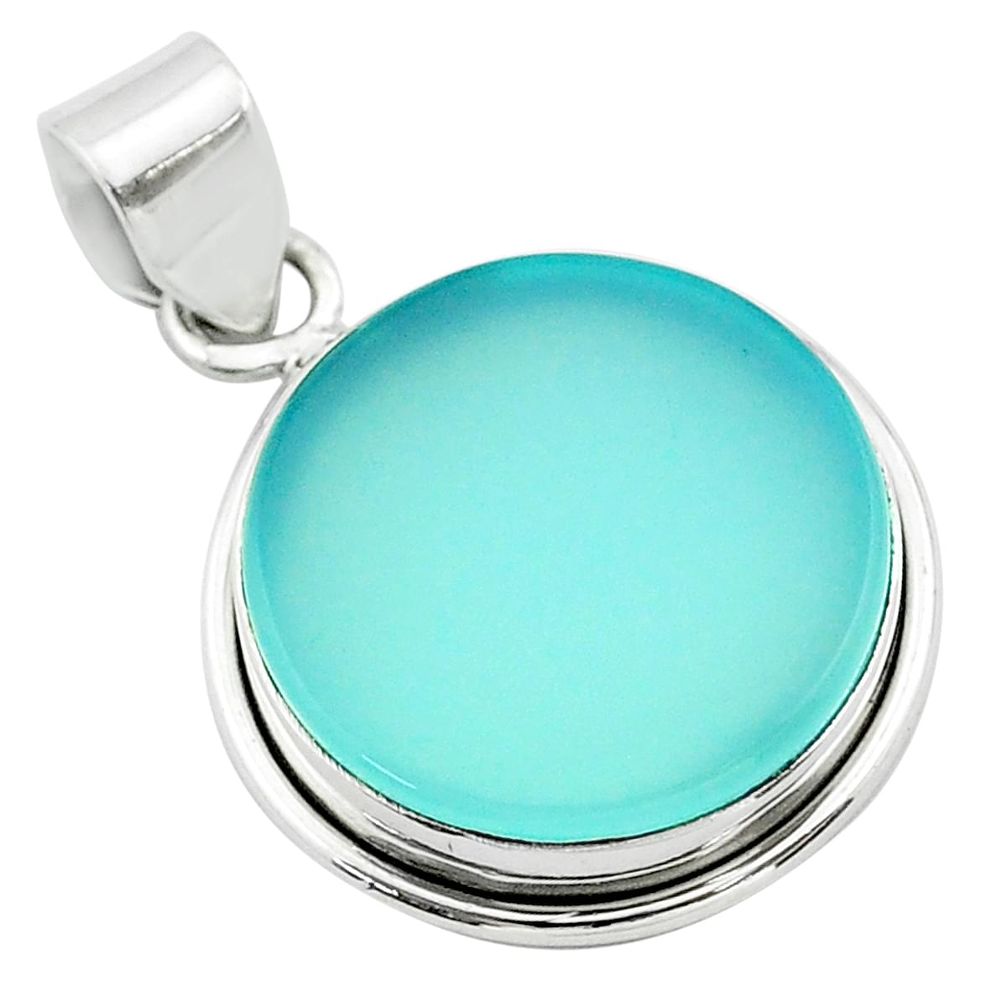 13.67cts natural aqua chalcedony 925 sterling silver pendant jewelry t53808