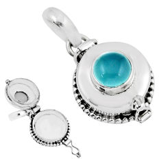 3.04cts natural aqua chalcedony 925 sterling silver poison box pendant y54180