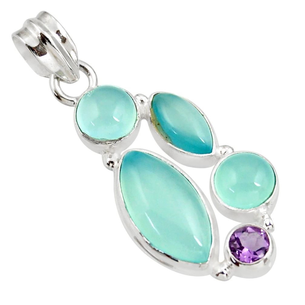  aqua chalcedony amethyst 925 sterling silver pendant d39468