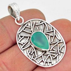 4.69cts natural aqua chalcedony pear 925 sterling silver pendant jewelry y9651