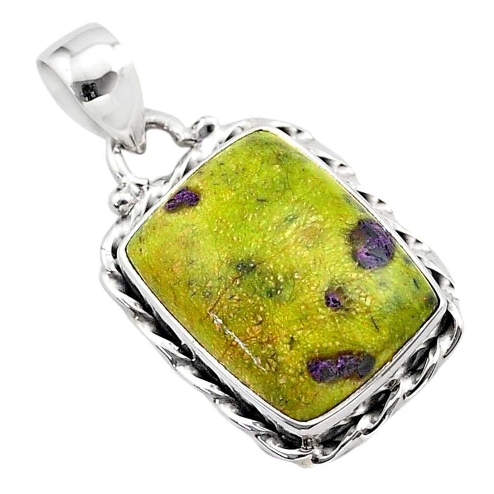 13.15cts natural atlantisite stichtite-serpentine 925 silver pendant t38787