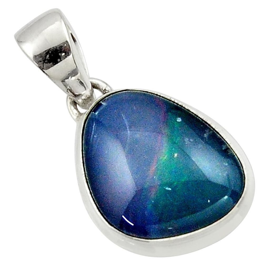 9.29cts natural australian opal triplet 925 silver pendant r42425