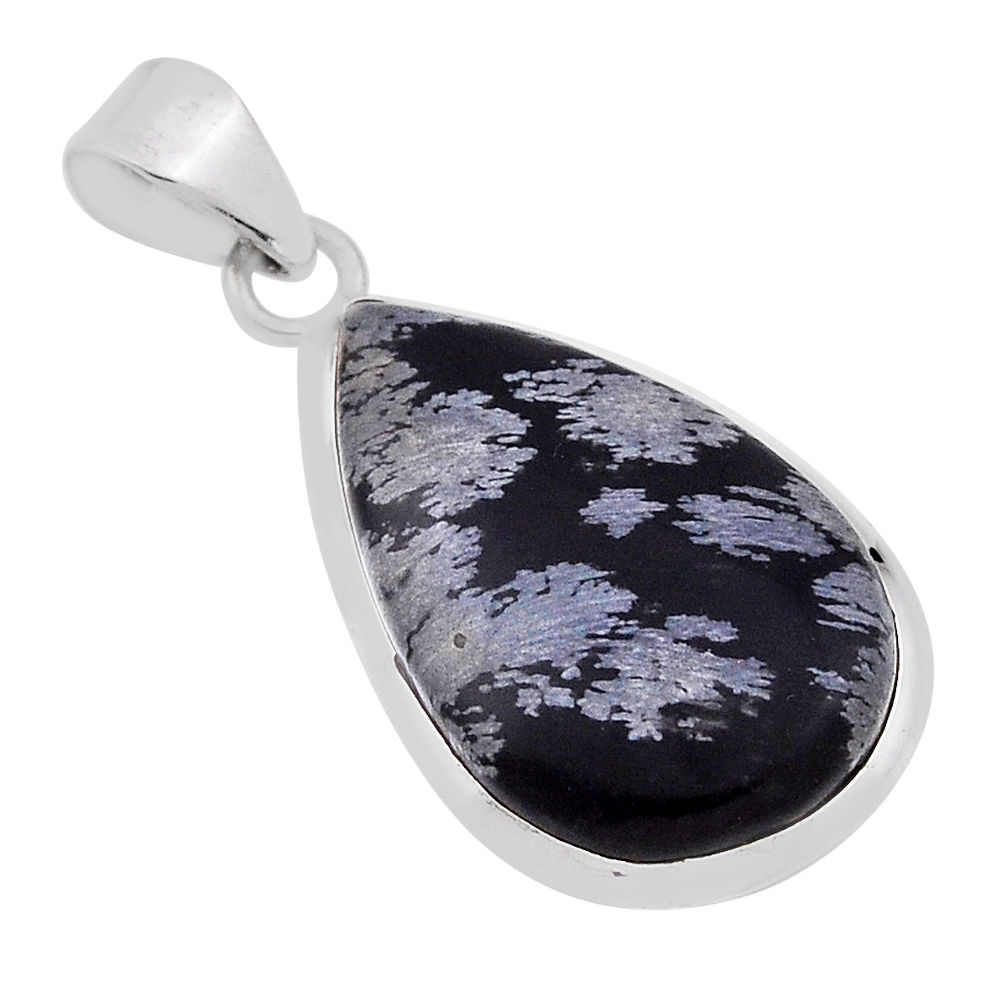 14.61cts natural black australian obsidian 925 sterling silver pendant n32054
