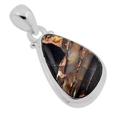 6.51cts natural black australian obsidian 925 sterling silver pendant n37030
