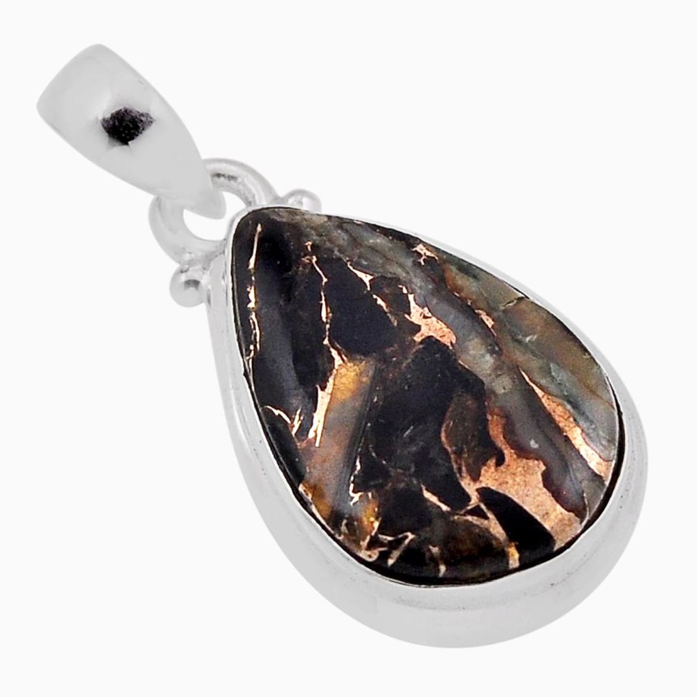 7.25cts natural black australian obsidian 925 sterling silver pendant n37038