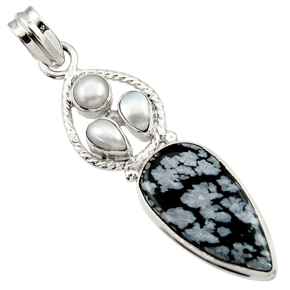 n obsidian pearl 925 silver pendant d45168