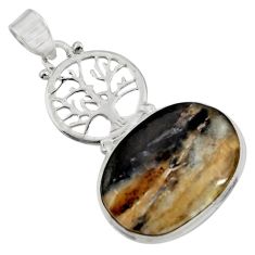  black banded oil shale 925 silver tree of life pendant d42142