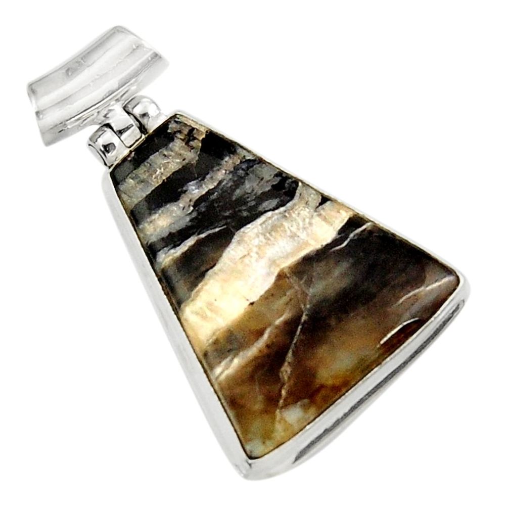  black banded oil shale 925 sterling silver pendant d45102