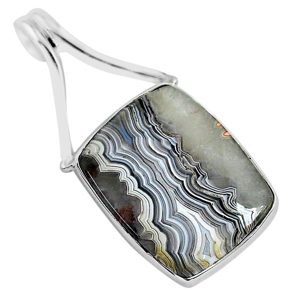 12.58cts natural black botswana agate 925 sterling silver pendant jewelry r94679