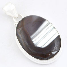 15.82cts natural black botswana agate 925 sterling silver pendant jewelry u59600