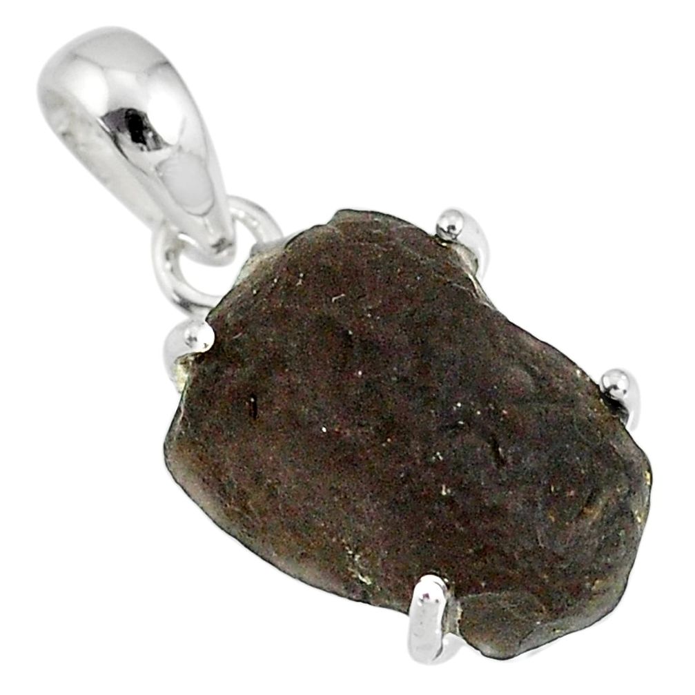 13.15cts natural black cintamani saffordite 925 silver handmade pendant r79486