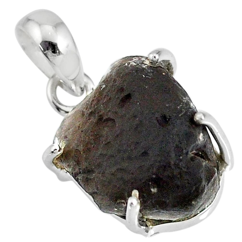 15.90cts natural black chintamani saffordite 925 silver handmade pendant r79487