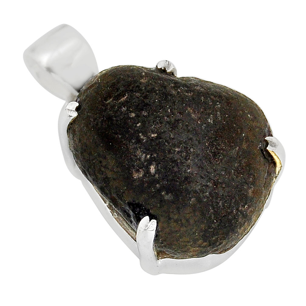 16.44cts natural black chintamani saffordite 925 sterling silver pendant y79723