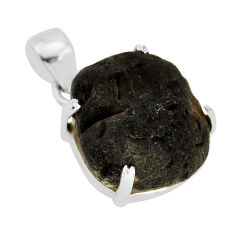 16.85cts natural black chintamani saffordite 925 sterling silver pendant y79741