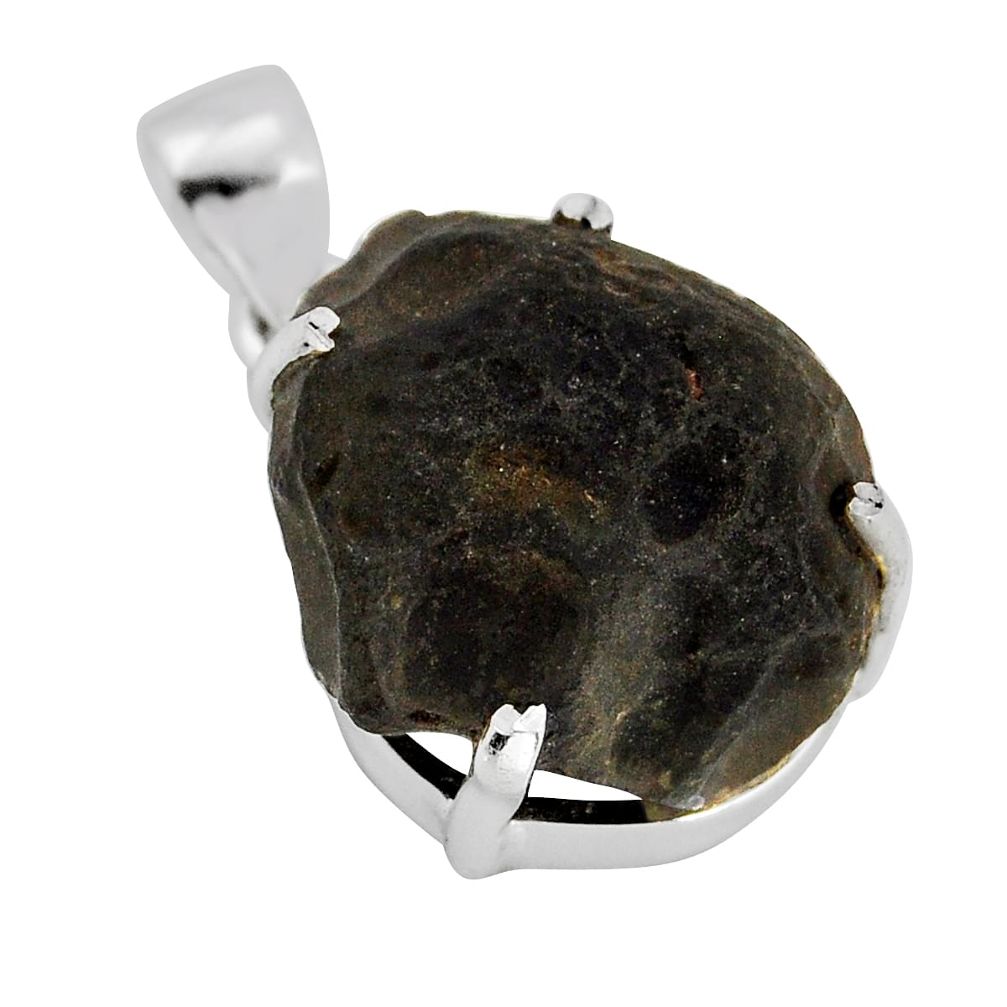 17.29cts natural black chintamani saffordite 925 sterling silver pendant y79742