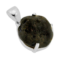 14.12cts natural black chintamani saffordite 925 sterling silver pendant y79748