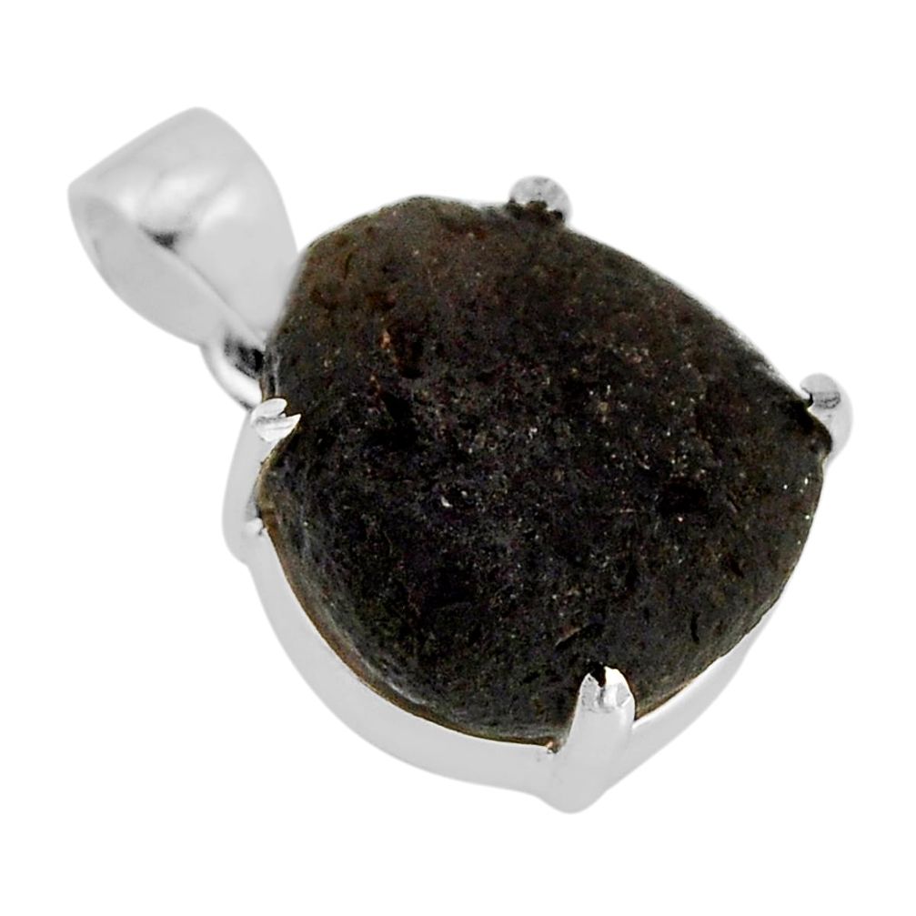 13.70cts natural black chintamani saffordite 925 sterling silver pendant y79749