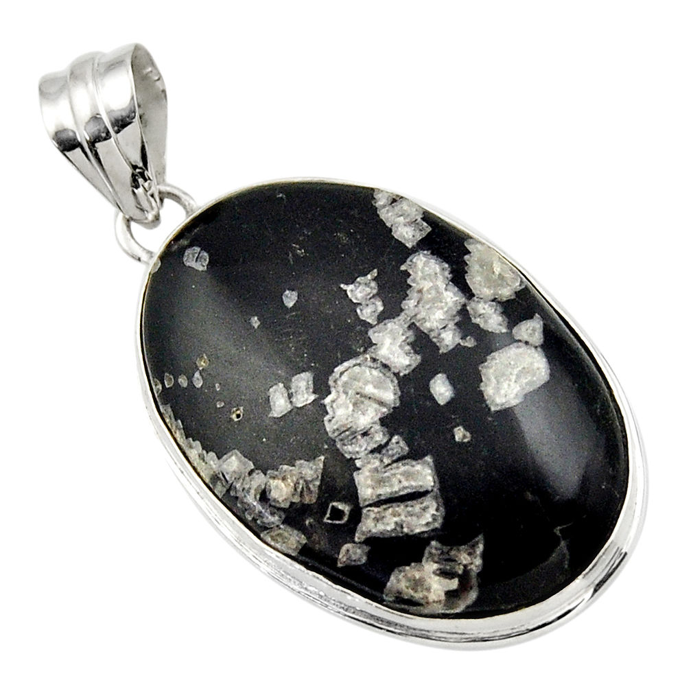 21.48cts natural black chrysanthemum 925 sterling silver pendant jewelry r32097