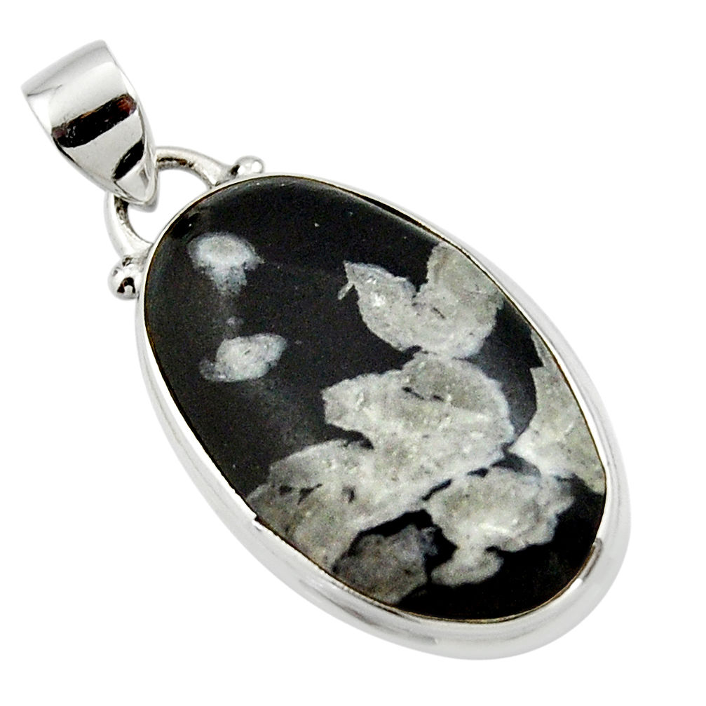 15.22cts natural black chrysanthemum 925 sterling silver pendant jewelry r46186