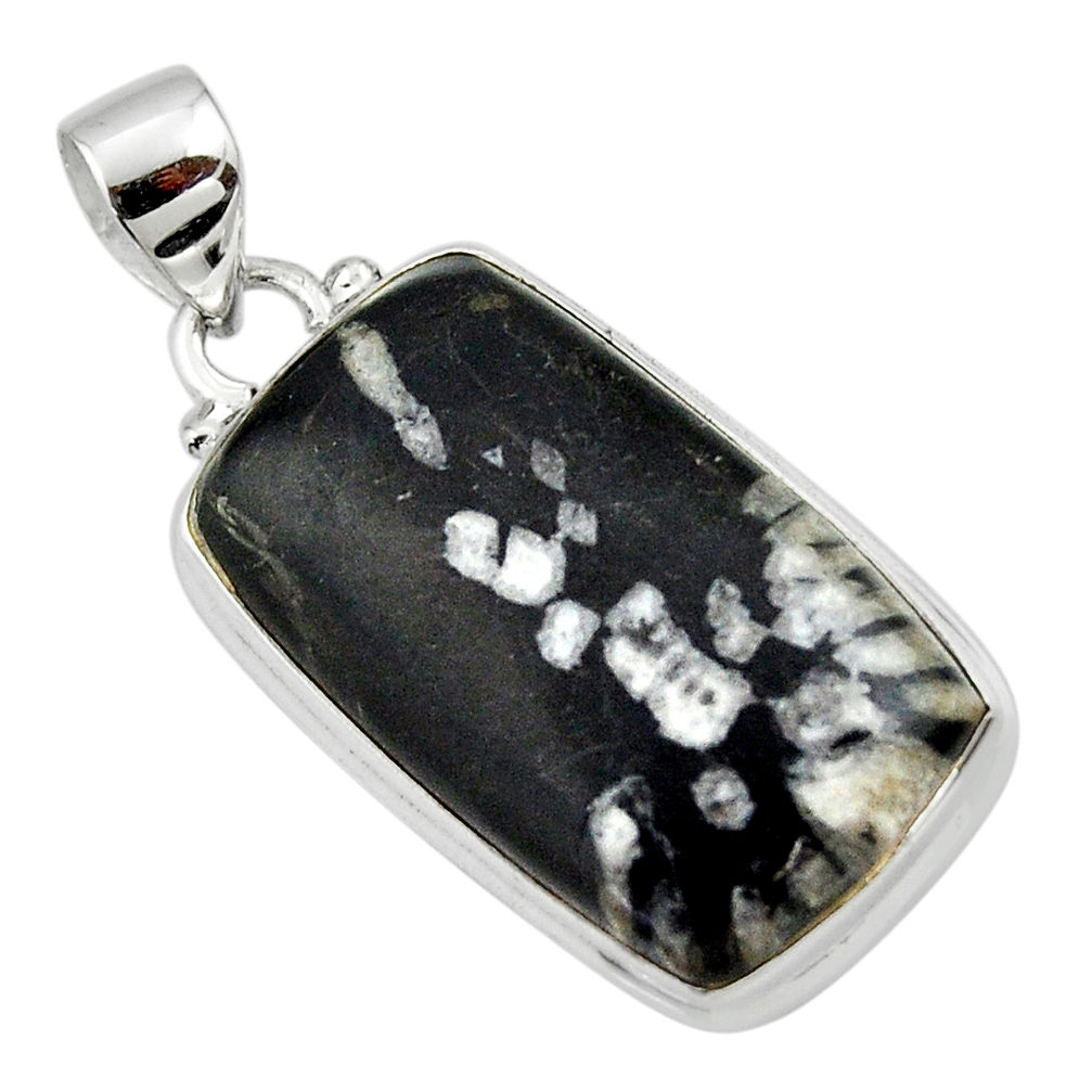 18.05cts natural black chrysanthemum 925 sterling silver pendant jewelry r46188