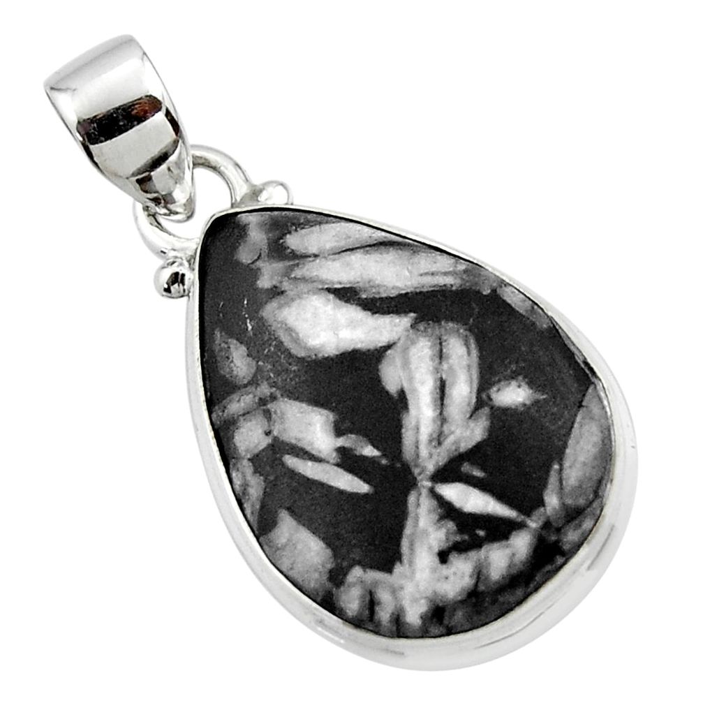 11.70cts natural black chrysanthemum 925 sterling silver pendant jewelry r46193