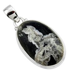 16.32cts natural black chrysanthemum 925 sterling silver pendant jewelry r46198