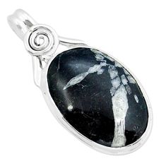 18.46cts natural black chrysanthemum 925 sterling silver pendant jewelry y15221