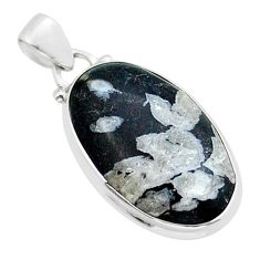 15.02cts natural black chrysanthemum 925 sterling silver pendant jewelry y15224