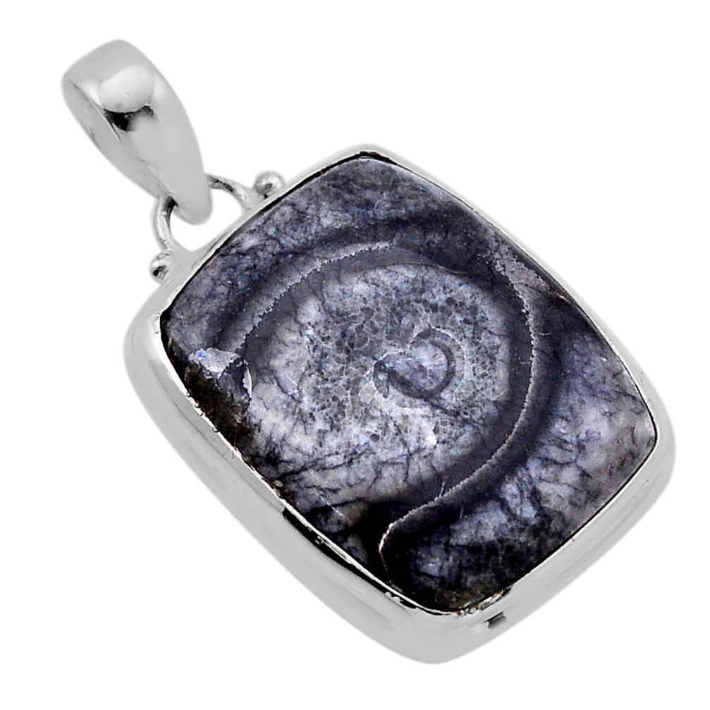 14.47cts natural black colus fossil 925 sterling silver pendant jewelry n51527