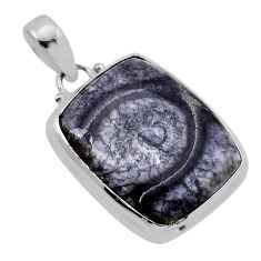 14.47cts natural black colus fossil 925 sterling silver pendant jewelry n51527