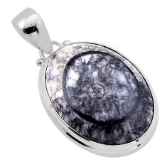 18.10cts natural black colus fossil 925 sterling silver pendant jewelry n51583